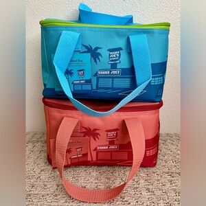 Set Of 2 Trader Joe's Mini Insulated Lunch Bags Blue & Peach NWT